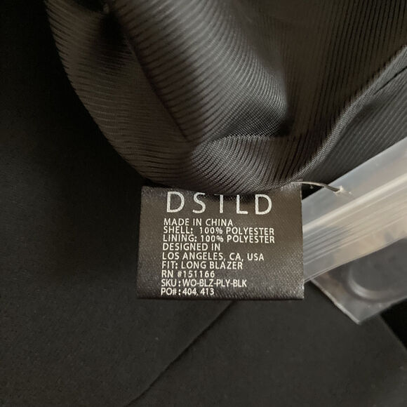 DSTLD WOMENS BLACK LONG SLEEVE ONE BUTTON OVERSIZED FORMAL BLAZER JACKET SIZE XS - Picture 8 of 9